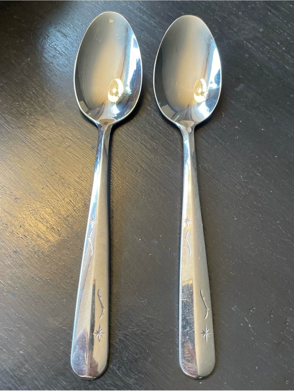 Imperial STAR TIME Stainless Spoons Atomic Starburst 2 Pieces 7 1/4”